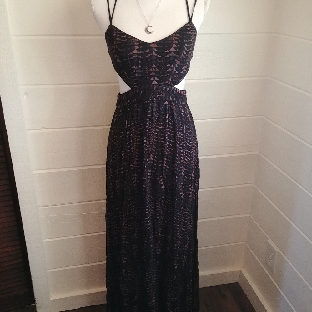 Ecote Tribal Strappy Open Back Maxi Dress Size 6